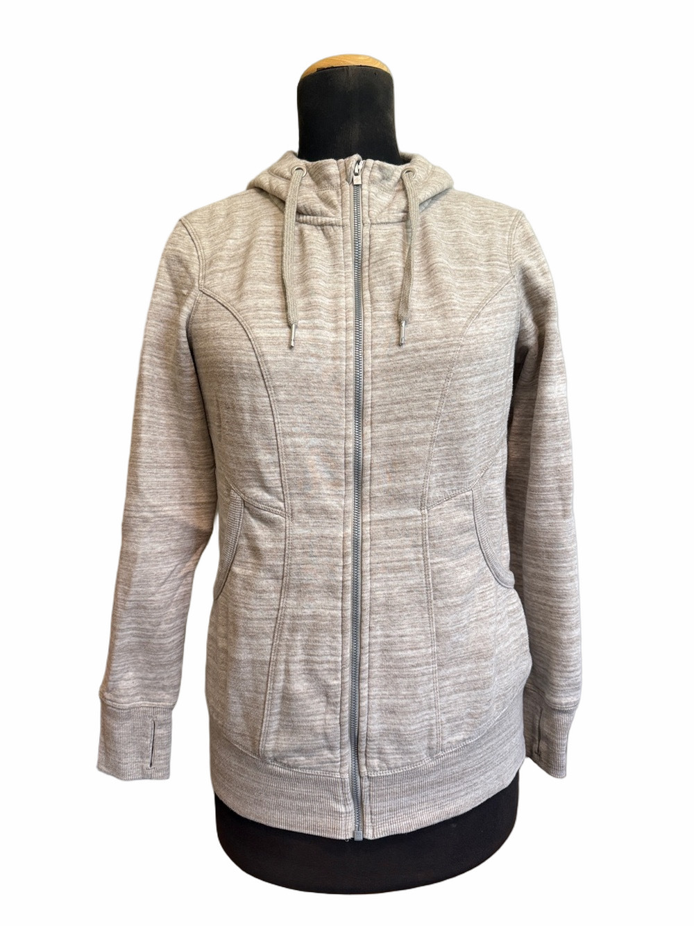 Shambhala Tan/Beige & White 
Full Zip-Up Hoodie, Size Medium